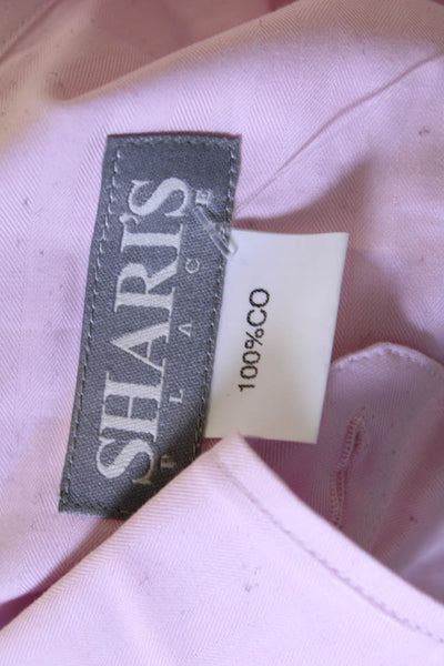 Sharis Place Womens Button Front Long Sleeve Collared Oxford Shirt Pink IT 48