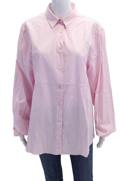 Sharis Place Womens Button Front Long Sleeve Collared Oxford Shirt Pink IT 44