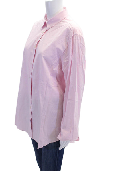 Sharis Place Womens Button Front Long Sleeve Collared Oxford Shirt Pink IT 44