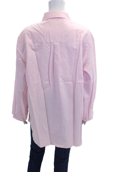 Sharis Place Womens Button Front Long Sleeve Collared Oxford Shirt Pink IT 44