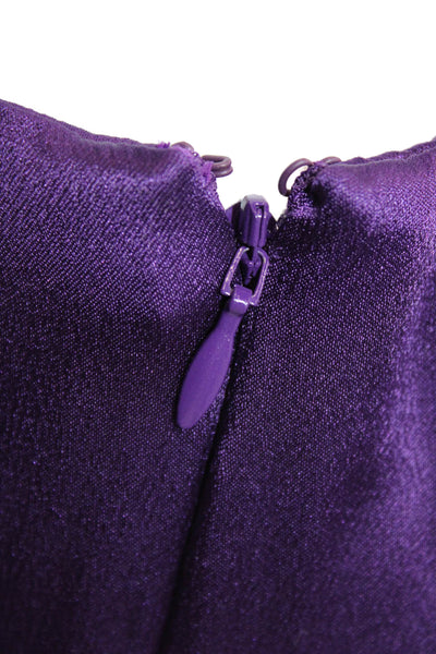 Aeffe Womens Lace Texture Trim One Shoulder Leg Slit Maxi Dress Purple Size 10