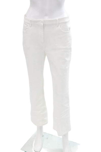 Theory Womens Cotton Pull-On Bootcut Casual Mid-Rise Pants White Size 6