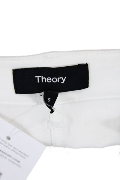 Theory Womens Cotton Pull-On Bootcut Casual Mid-Rise Pants White Size 6