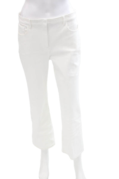 Theory Womens Cotton Zippered Bootcut Mid-Rise Pants Solid White Size 6