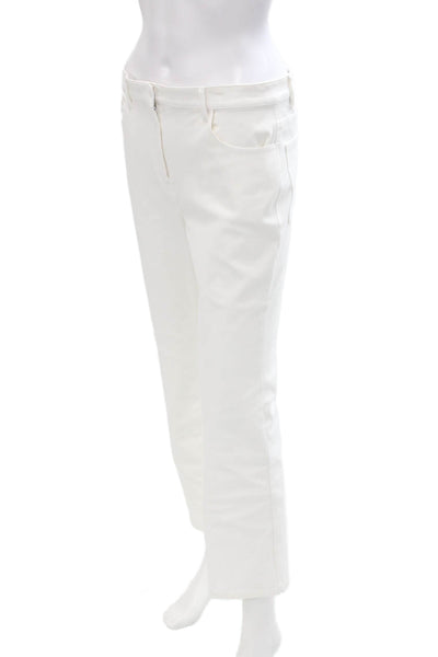 Theory Womens Cotton Zippered Bootcut Mid-Rise Pants Solid White Size 6