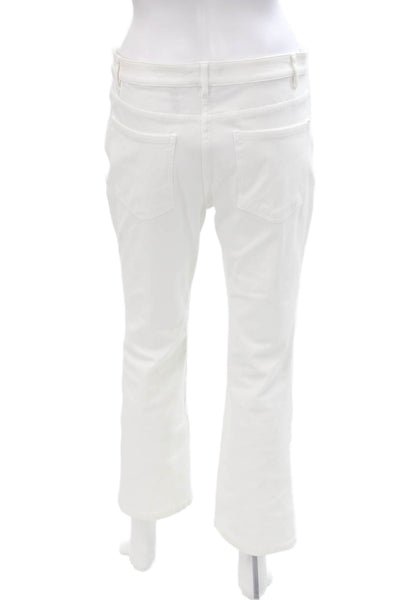 Theory Womens Cotton Zippered Bootcut Mid-Rise Pants Solid White Size 6
