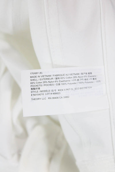 Theory Womens Cotton Zippered Bootcut Mid-Rise Pants Solid White Size 6