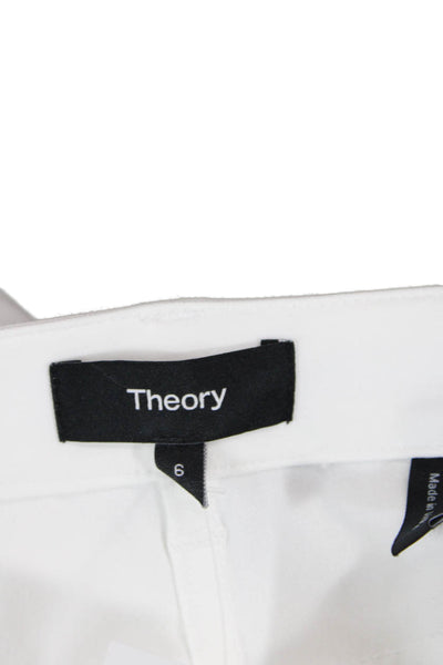 Theory Womens Cotton Zippered Bootcut Mid-Rise Pants Solid White Size 6