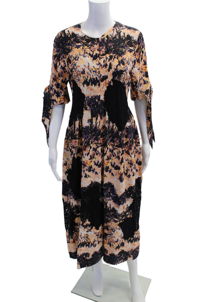 Proenza Schouler Womens Abstract Floral Print Lace Applique Gown Pink Size 6