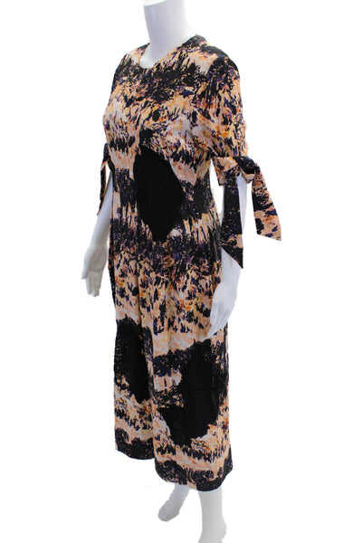 Proenza Schouler Womens Abstract Floral Print Lace Applique Gown Pink Size 6