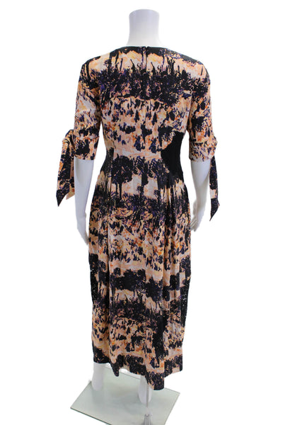 Proenza Schouler Womens Abstract Floral Print Lace Applique Gown Pink Size 6