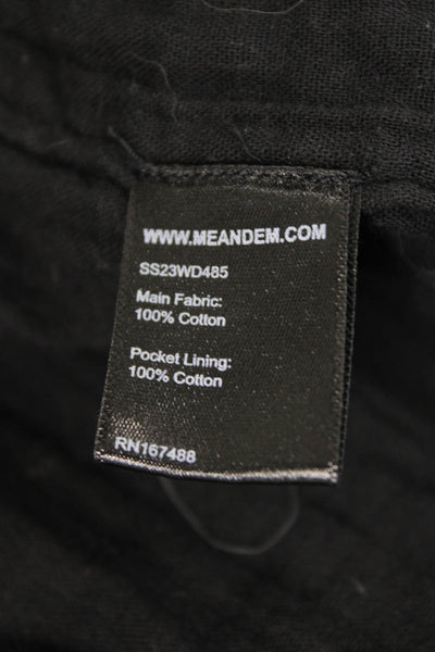 Me + Em Womens Back Zip Crew Neck Smocked Maxi Dress Black Cotton Size 10