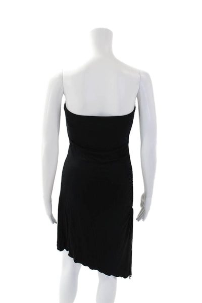 Indah Womens Liza Stretch Strapless Sleeveless Mini Asymmetric Dress Black Size