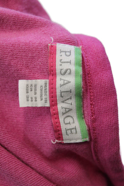 PJ Salvage Womens Terry V Neck A Line Lounge Dress Pink Cotton Size Medium