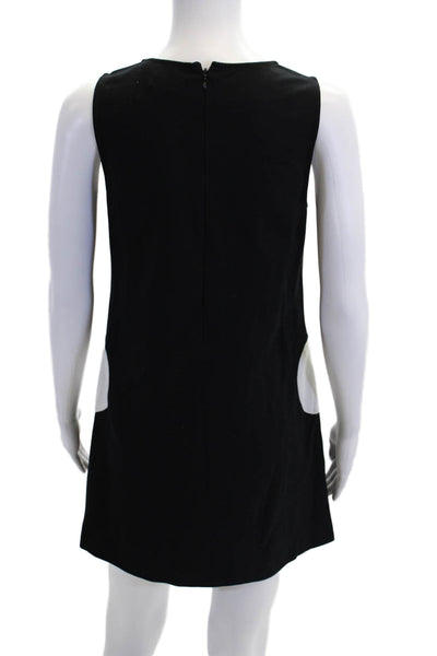 Lisa Perry Womens Back Zip Scoop Neck Dotted Mini Dress Black White Size 2