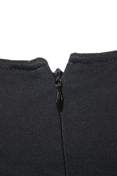 Lisa Perry Womens Back Zip Scoop Neck Dotted Mini Dress Black White Size 2