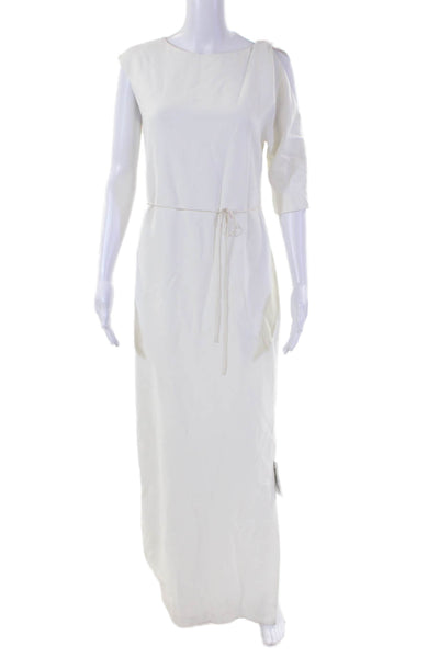 Adam Lippes Womens Silk Lined Asymmetrical Single Sleeve Gown Ivory Size S