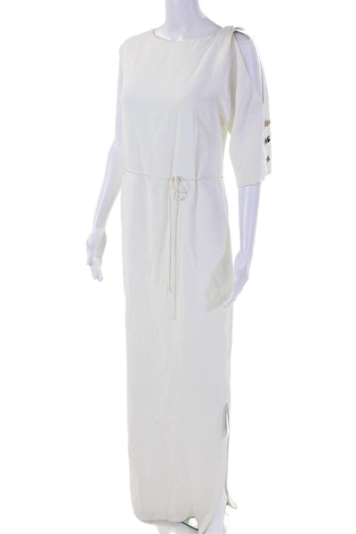 Adam Lippes Womens Silk Lined Asymmetrical Single Sleeve Gown Ivory Size S