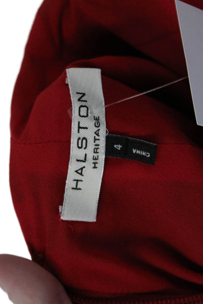 Halston Womens Cotton Sleeveless Halter Top Back Cut Out Detail Dress Red Size 4