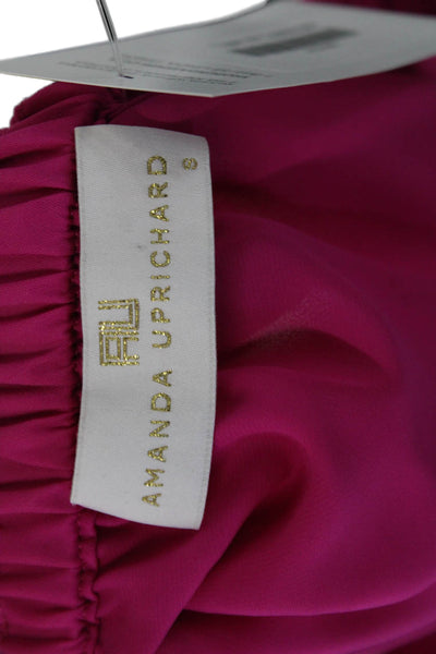 Amanda Uprichard Women's Off The Shoulder Short Sleeves Cropped Top Pink Size S
