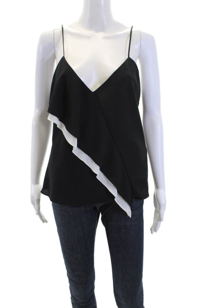 Bailey 44 Women's V-Neck Spaghetti Straps Ruffle Tank Top Black White XS