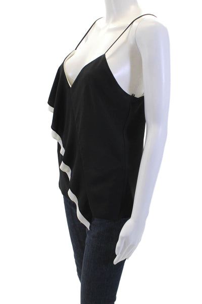 Bailey 44 Women's V-Neck Spaghetti Straps Ruffle Tank Top Black White XS