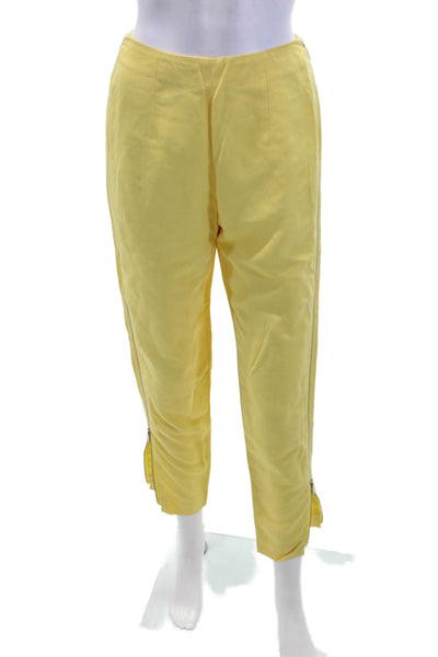 Kenzo Paris Womens Zippered High-Waisted Casual Tapered Pants Yellow Size 38