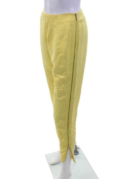 Kenzo Paris Womens Zippered High-Waisted Casual Tapered Pants Yellow Size 38