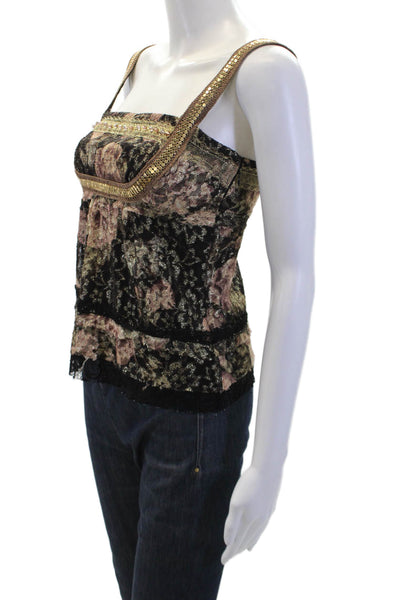 Laurel Classics Womens Graphic Sleeveless Snap Closure Vest Green Size 34