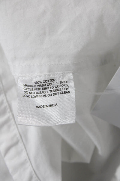Kerri Rosenthal Women's Short Sleeves Cinch Waist Cotton Blouse White Size XS