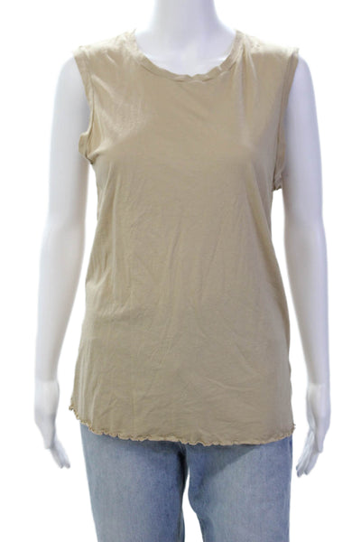 Nili Lotan Womens Scoop Neck Knit Boxy Tank Top Brown Cotton Size Large