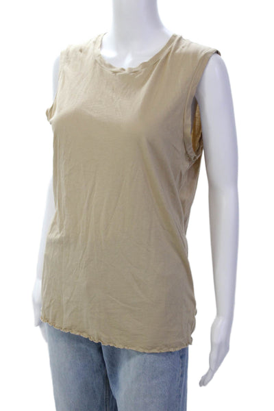 Nili Lotan Womens Scoop Neck Knit Boxy Tank Top Brown Cotton Size Large