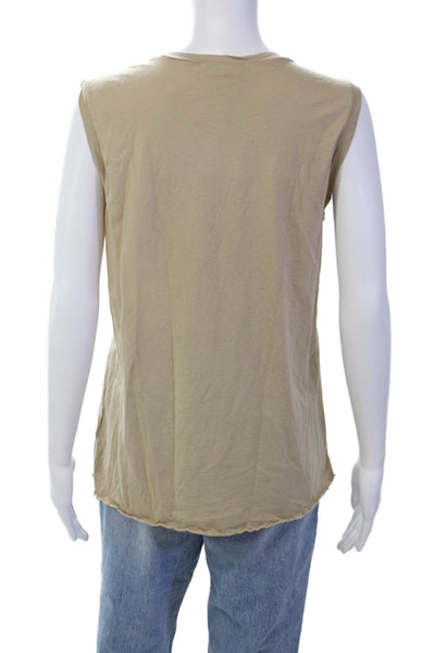 Nili Lotan Womens Scoop Neck Knit Boxy Tank Top Brown Cotton Size Large