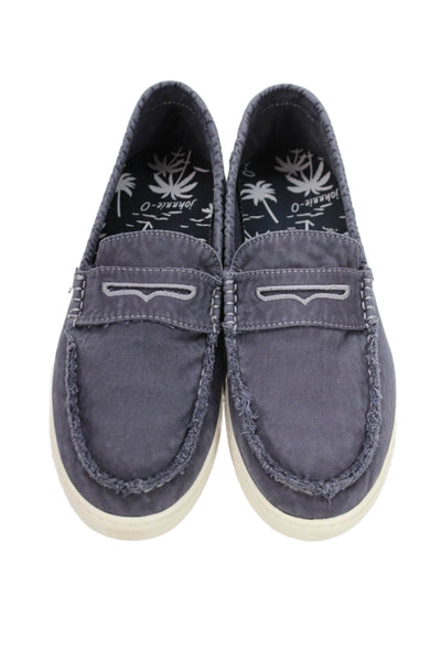 Johnnie-o Mens Slip On Round Toe Penny Loafers Indigo Canvas Size 10