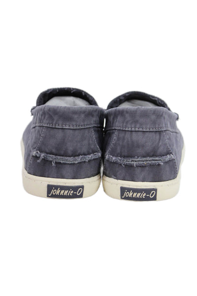Johnnie-o Mens Slip On Round Toe Penny Loafers Indigo Canvas Size 10