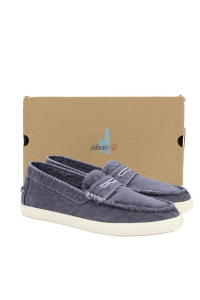 Johnnie-o Mens Slip On Round Toe Penny Loafers Indigo Canvas Size 10