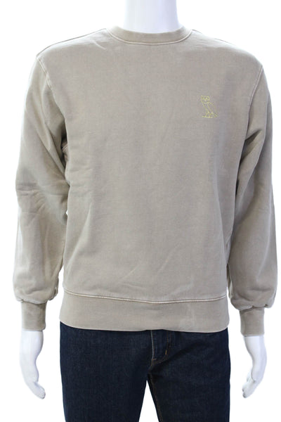 Octobers Very Own Unisex Cotton Metallic Embroidered Sweatshirt Beige Size XS