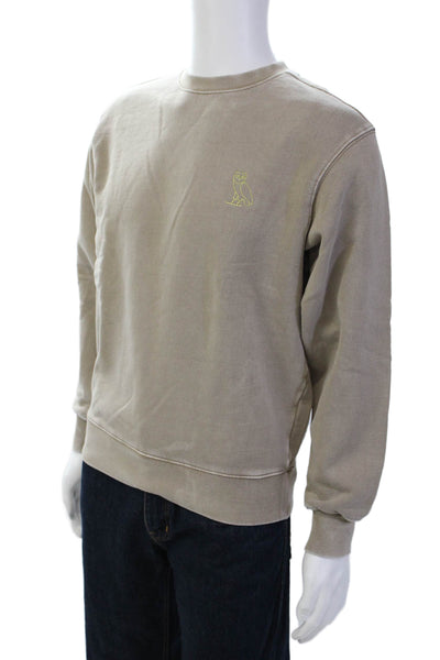 Octobers Very Own Unisex Cotton Metallic Embroidered Sweatshirt Beige Size XS