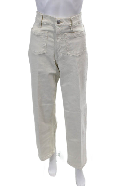 Madewell Womens High Rise The Perfect Wide Leg Jeans White Cotton Size 27