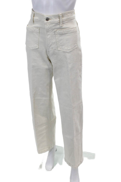 Madewell Womens High Rise The Perfect Wide Leg Jeans White Cotton Size 27