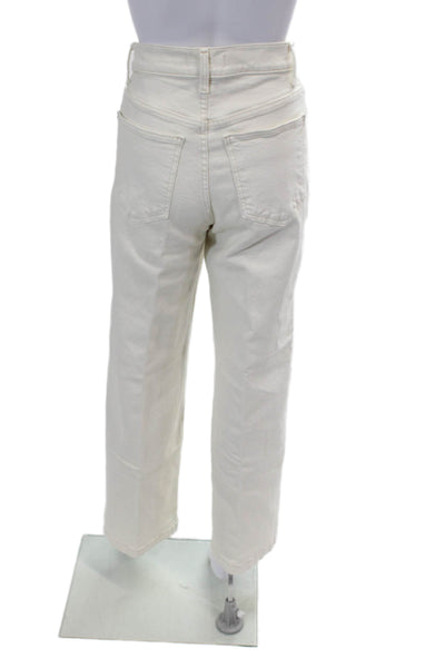 Madewell Womens High Rise The Perfect Wide Leg Jeans White Cotton Size 27