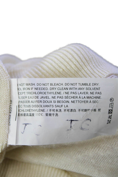 Theory Womens Long Sleeve Crew Neck Ribbed Trim Linen Shirt Beige Size Small