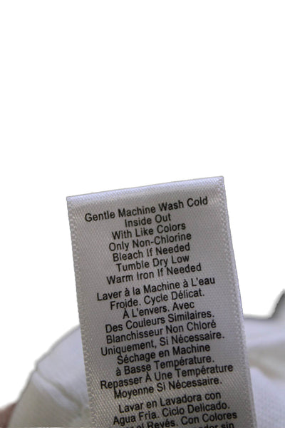 Nili Lotan Womens Button Front Collared Ruffled Knit Top White Cotton Size Small