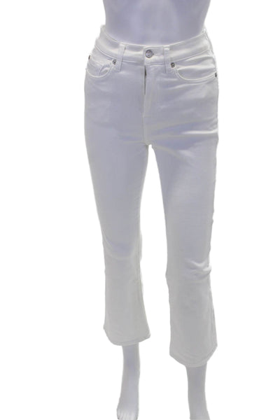 7 For All Mankind Womens Cotton Stretch Straight Leg Jeans White Size 25