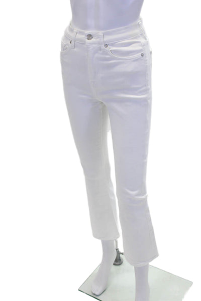 7 For All Mankind Womens Cotton Stretch Straight Leg Jeans White Size 25