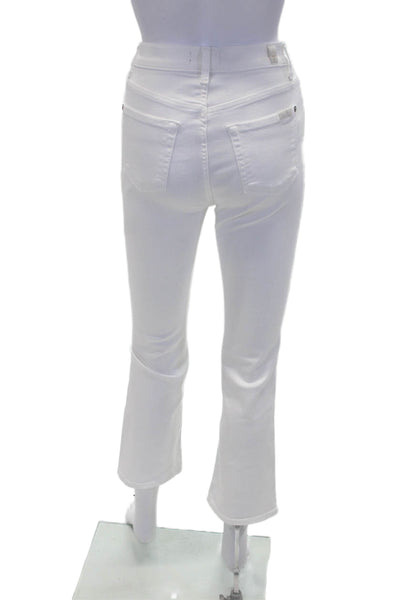 7 For All Mankind Womens Cotton Stretch Straight Leg Jeans White Size 25