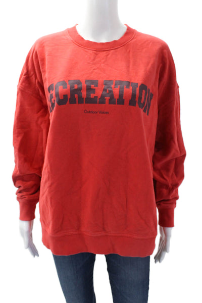 Outdoor Voices Womens Cotton Recreation Print Crew Neck Sweatshirt Red Size S