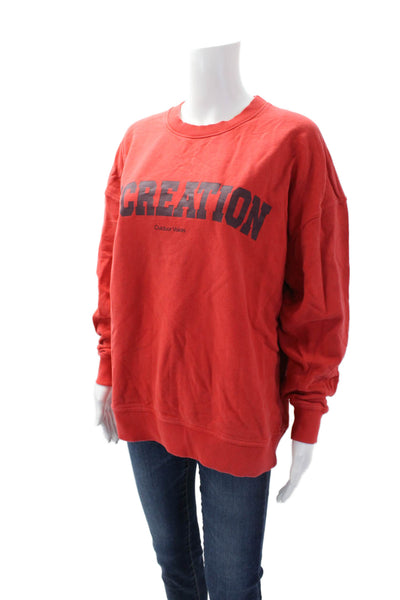 Outdoor Voices Womens Cotton Recreation Print Crew Neck Sweatshirt Red Size S