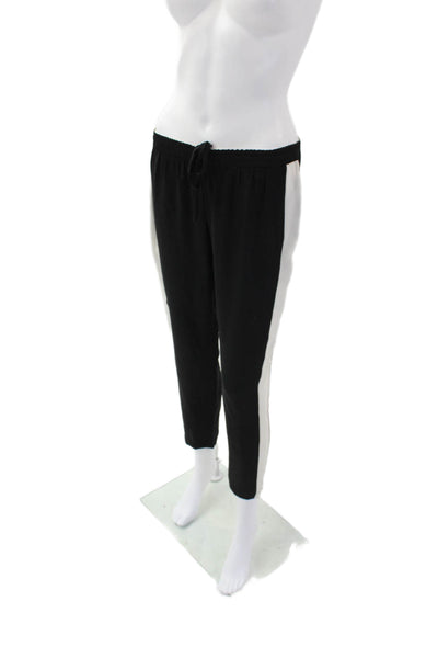 Theory Women Silk Stretch Tapered Casual Jogger Pants Solid Black Size PP