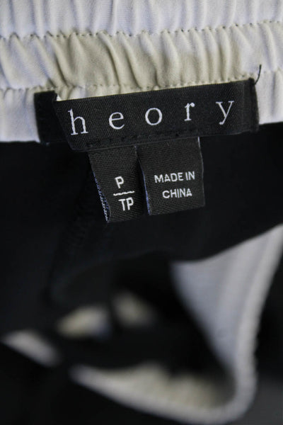 Theory Women Silk Stretch Tapered Casual Jogger Pants Solid Black Size PP